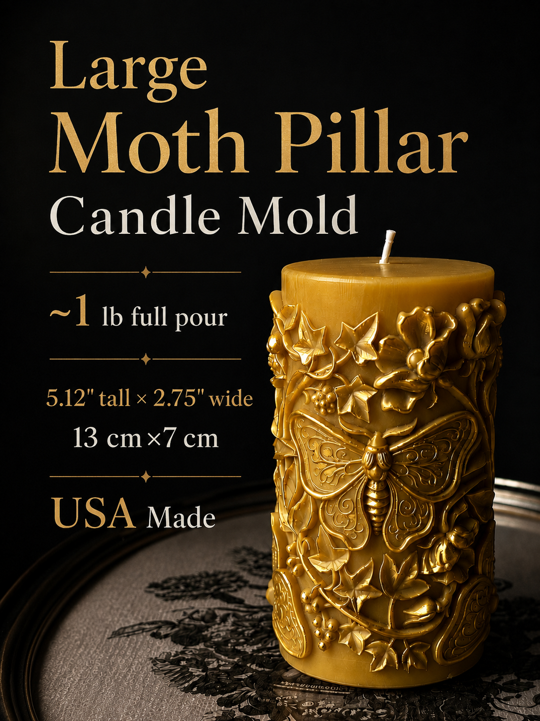 Large Moth Silicone Pillar Candle Mold