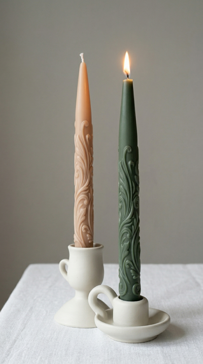 Elegant Wave Taper Candle Mold
