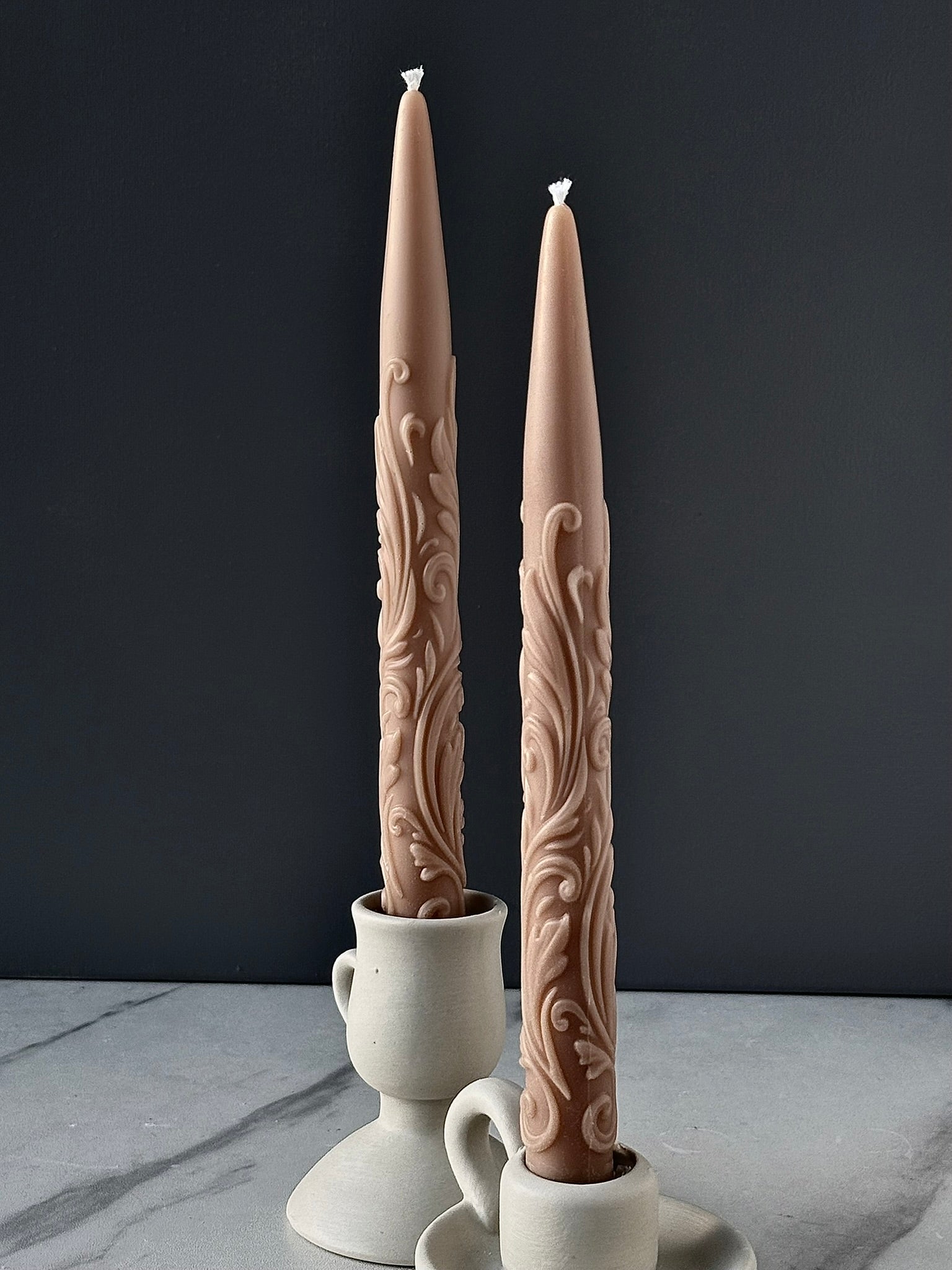 Elegant Wave Taper Candle Mold