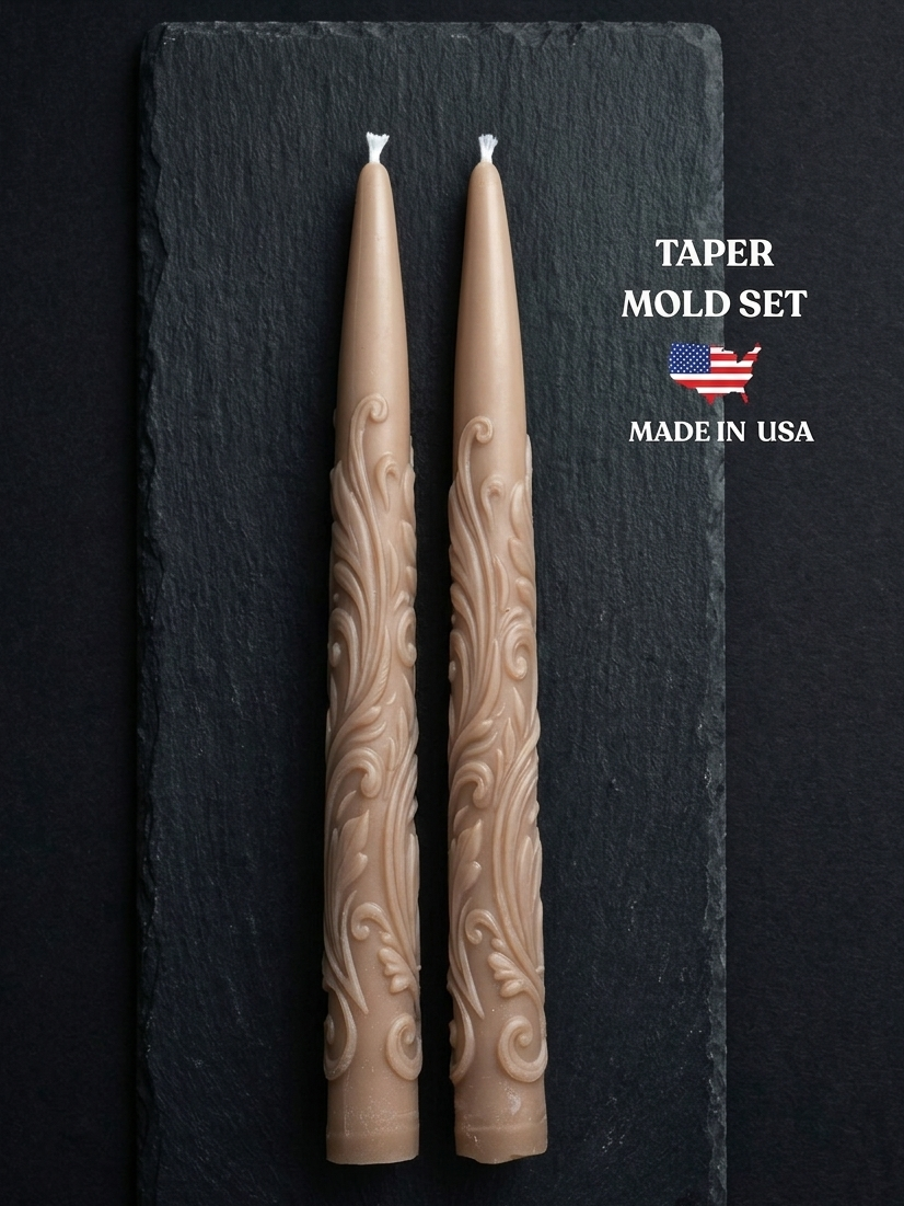Elegant Wave Taper Candle Mold