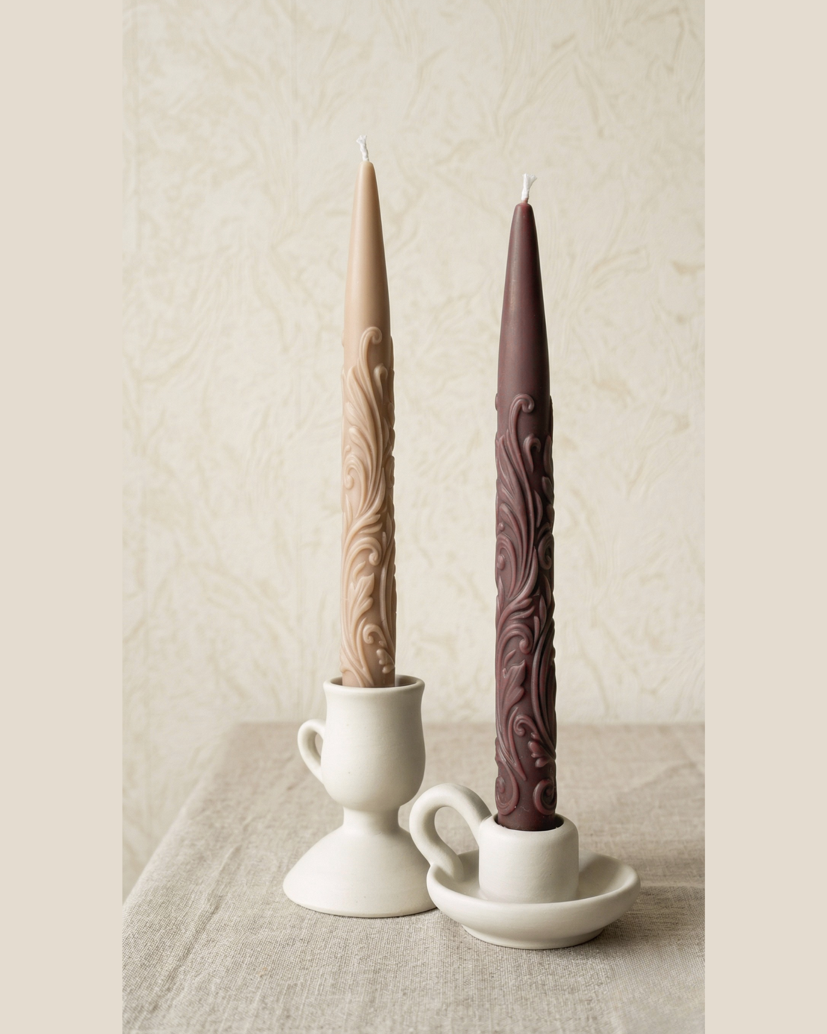 Elegant Wave Taper Candle Mold