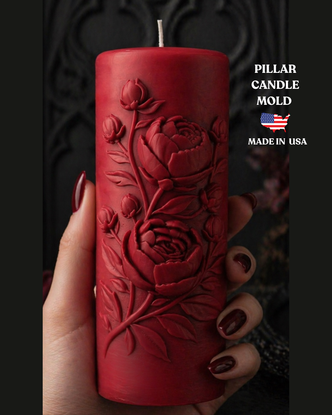 Peony Pillar Candle Mold | Made in USA
