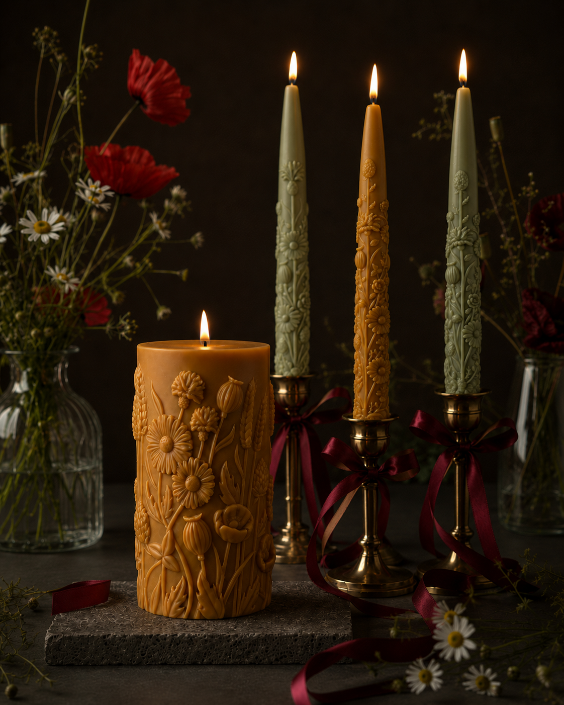 Wildflower silicone pillar candle