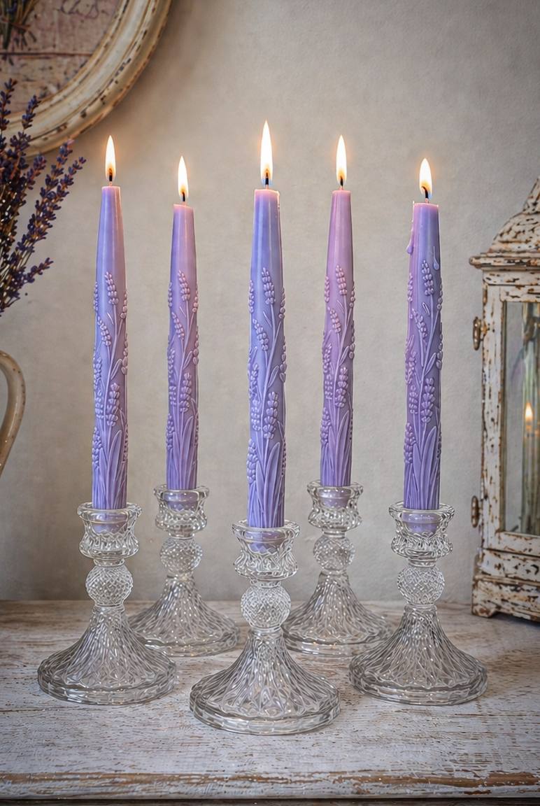Lavender Silicone Taper Candle Mold