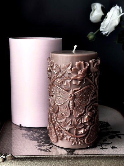 Large Moth Silicone Pillar Candle Mold