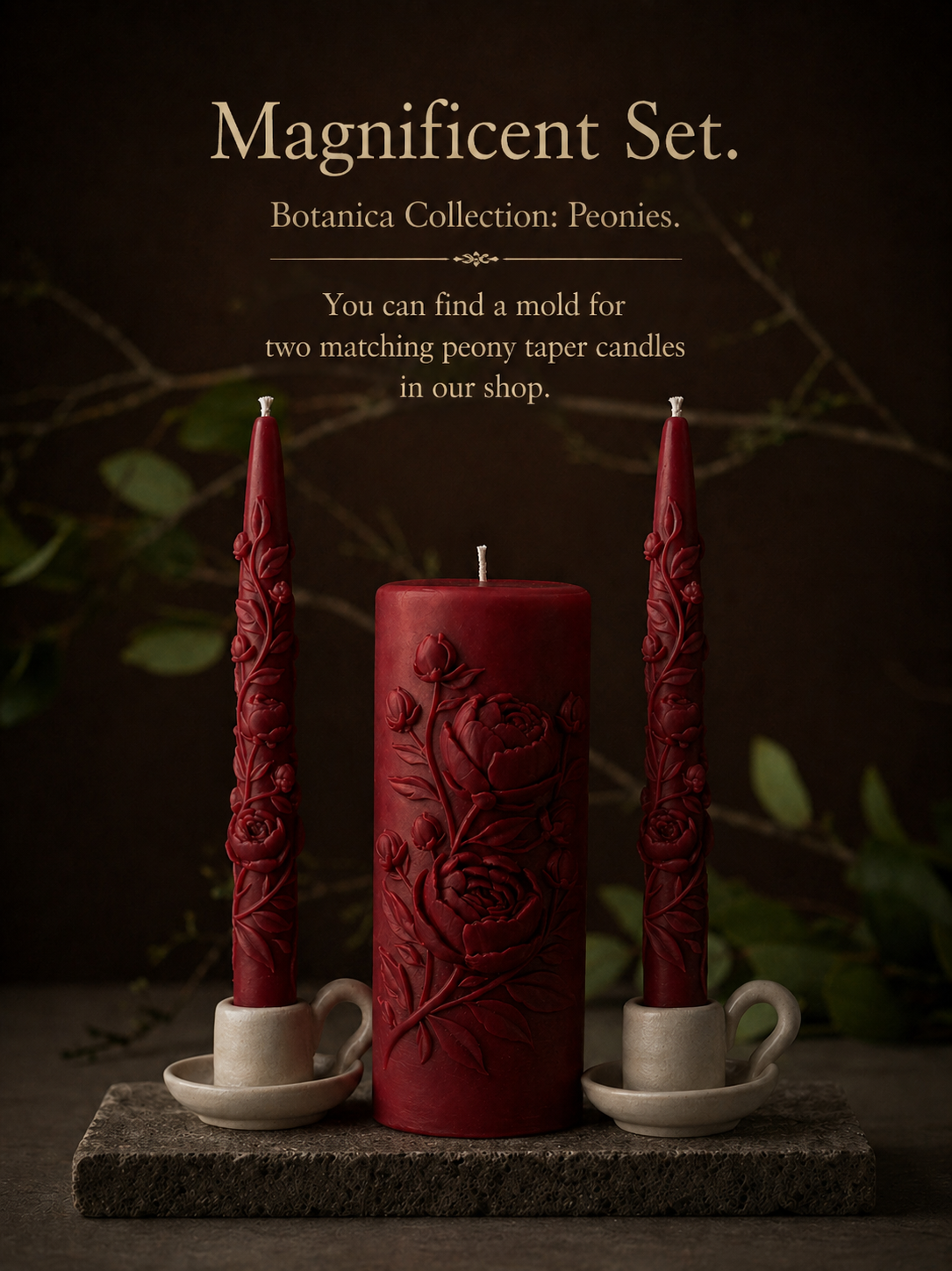 Peony Pillar Candle Mold | Made in USA