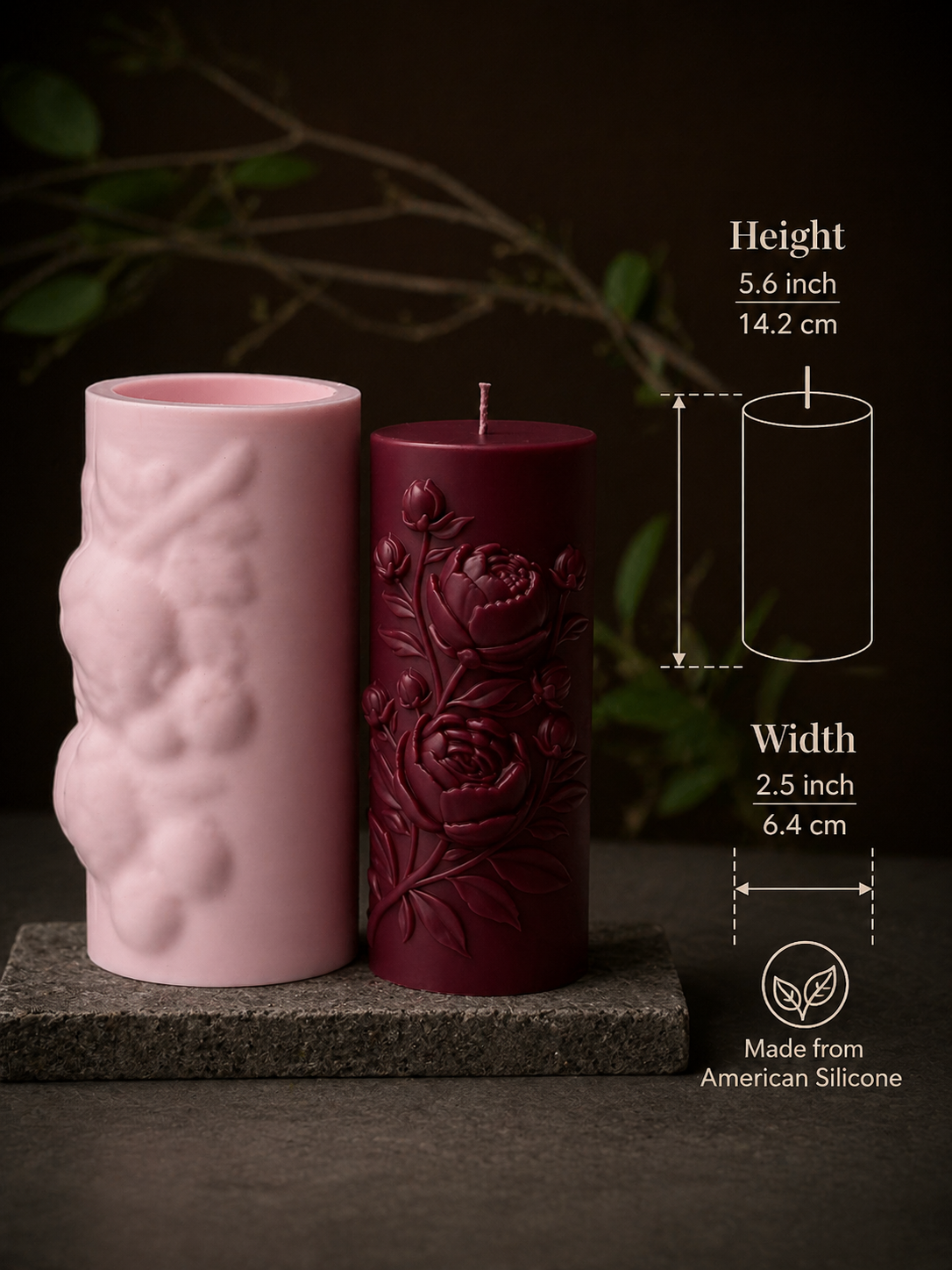 Peony Pillar Candle Mold | Made in USA