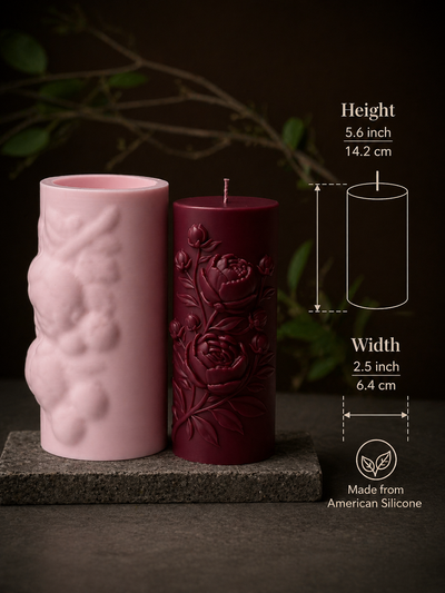 Peony Pillar Candle Mold | Made in USA